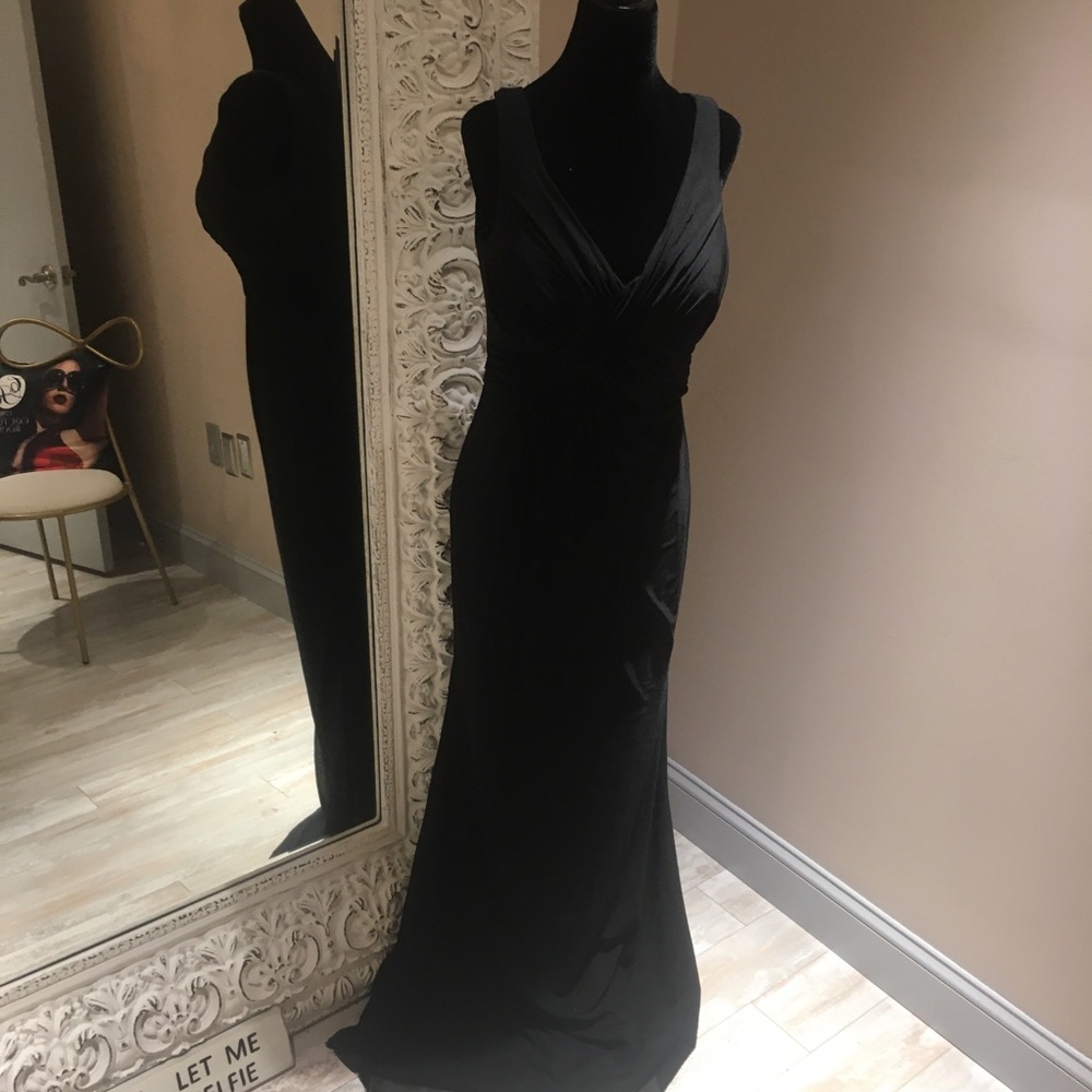 Black Ruched Jersey Colette by Mon Cheri V neck 10